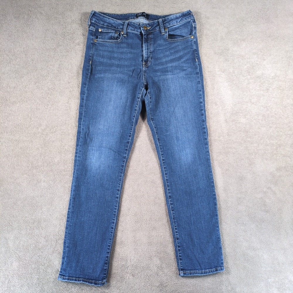 Gap Jeans Womens 12/31‎ Blue Denim Cotton Stretch Classic Straight Leg Mid Rise